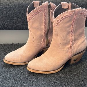 LANE Pink Suede Booties!